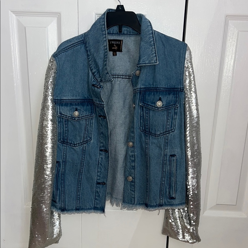 Blue and Silver Sequin Jean Jacket